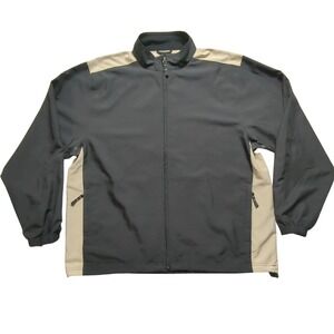 Cutter & Buck Mens XL Full Zip Windbreaker Jacket Black Tan Golf Lightweight EUC